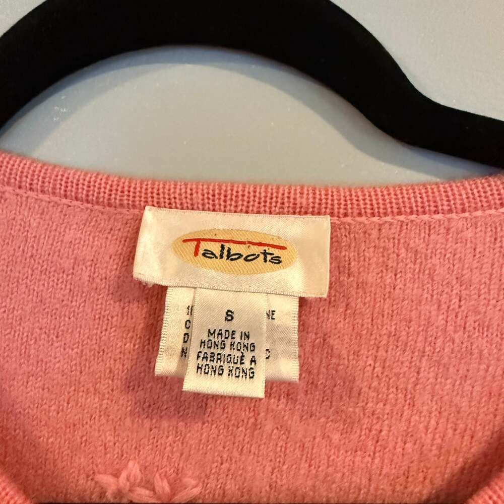 Vintage Talbots 100% Wool Cardigan Sweater – Pink Embroidered - Picture 2 of 4
